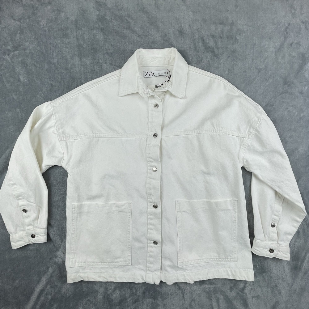 Zara denim jean jacket white, womens size small, NWT